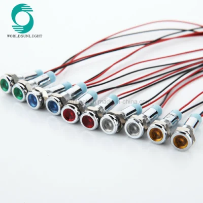 6 mm 6 V 12 V 24 V 220 V LED-Metall-Wasserdichte Anzeige mit Kabel