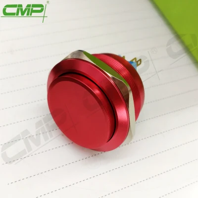 Roter 40-mm-Drucktastenschalter aus Metall mit großem Knopf