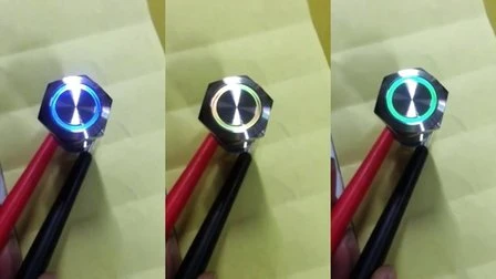 25 mm vandalensicherer blauer 12-V-Ring-Zweistufen-Engel-Moment-Drucktastenschalter