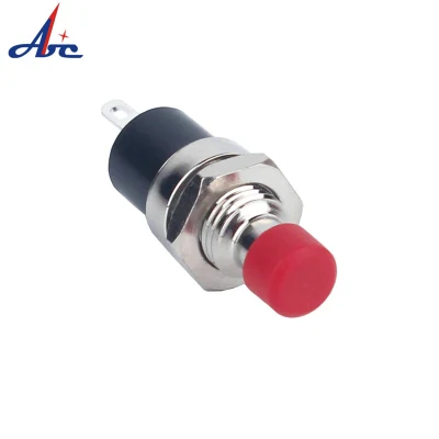 10 mm hoher runder 2-poliger roter Drucktastenschalter mit Rastfunktion