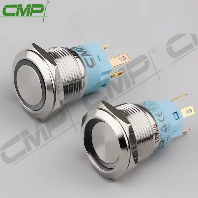 CMP Metall-Ein-Aus-einrastender RGB- oder zweifarbig beleuchteter Drucktastenschalter