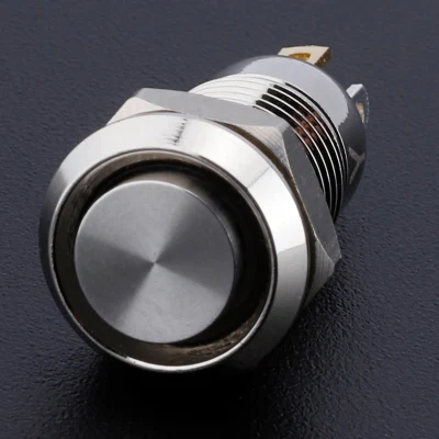 Metall-Drucktastenschalter, 8 mm hoch, runder Kopf, 1 Schließer, kurzzeitig, 4-poliger Anschlussring, LED-Drucktastenschalter